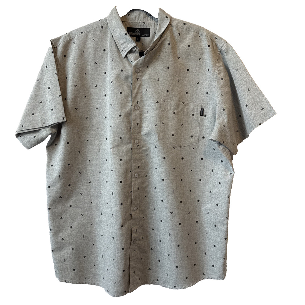 Molokai Surf Co‎ Mens XL Nautical Button Down Shirt Short Sleeve Beach Resort